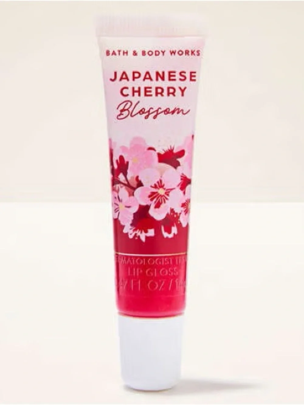 Bath & Body Works Japanese Cherry Blossom Lip Gloss - Pink/Red Floral Tube
